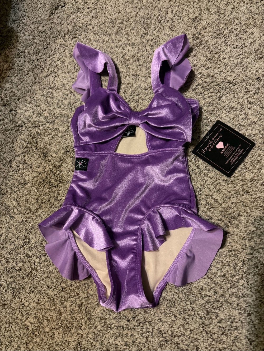 Kids Purple Ruffled One-Piece Swimsuit by KC